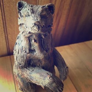 Rustic Bear Statue Log Cabin Home Decor Wildlife